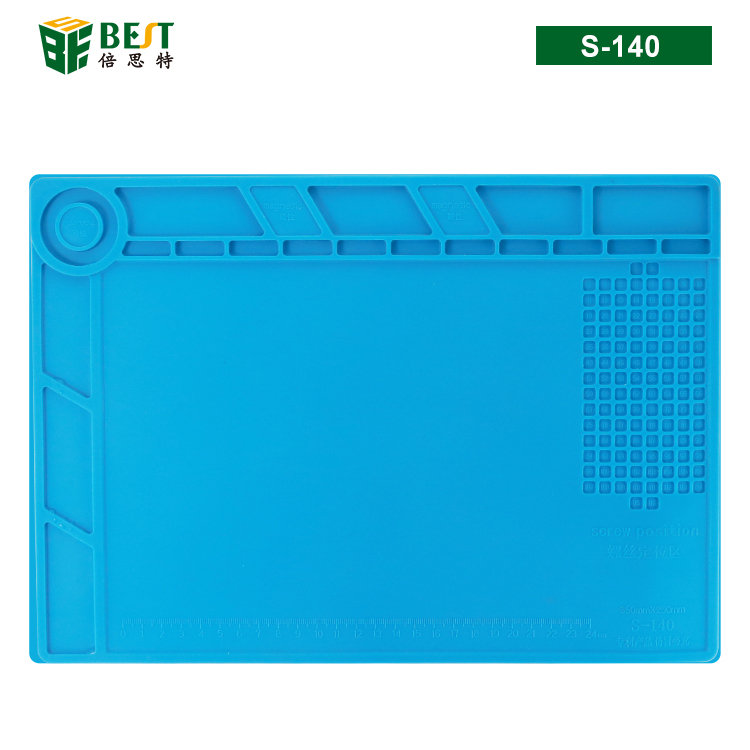 BST-S-140 耐高溫硅膠墊 工作臺墊 帶磁性收納區(qū) 螺絲記憶定位區(qū) 隔熱墊