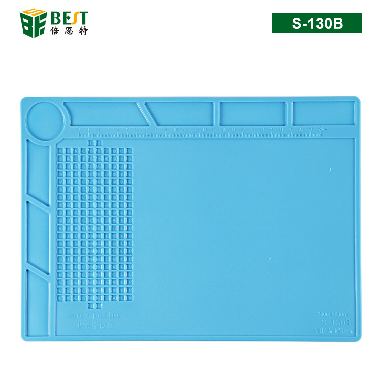 BST-S-130B 耐高溫硅膠墊 工作臺墊 帶八格零件收納 螺絲記憶定位區(qū) 隔熱墊