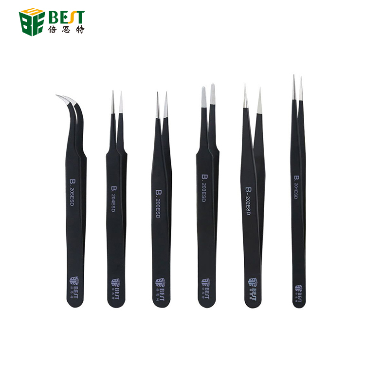 防靜電不銹鋼鑷子 202不銹鋼材 鑷子套裝不銹鋼防靜電手機維修加硬不銹鋼尖頭鑷子彎頭圓頭加長夾