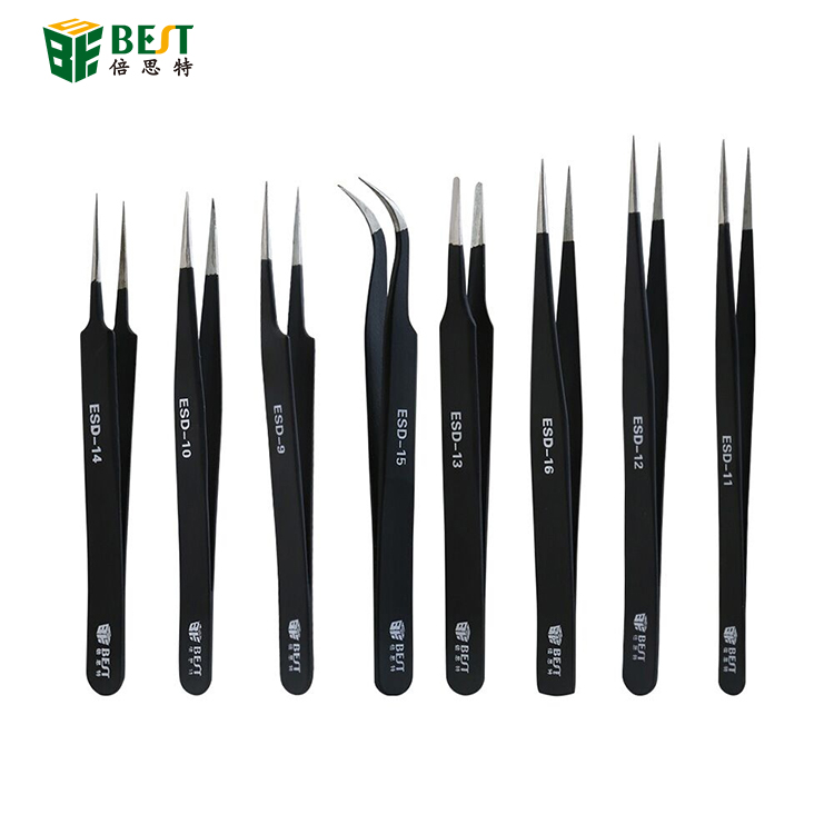 防靜電不銹鋼鑷子 302不銹鋼材 鑷子套裝不銹鋼防靜電手機維修加硬不銹鋼尖頭鑷子彎頭圓頭加長夾