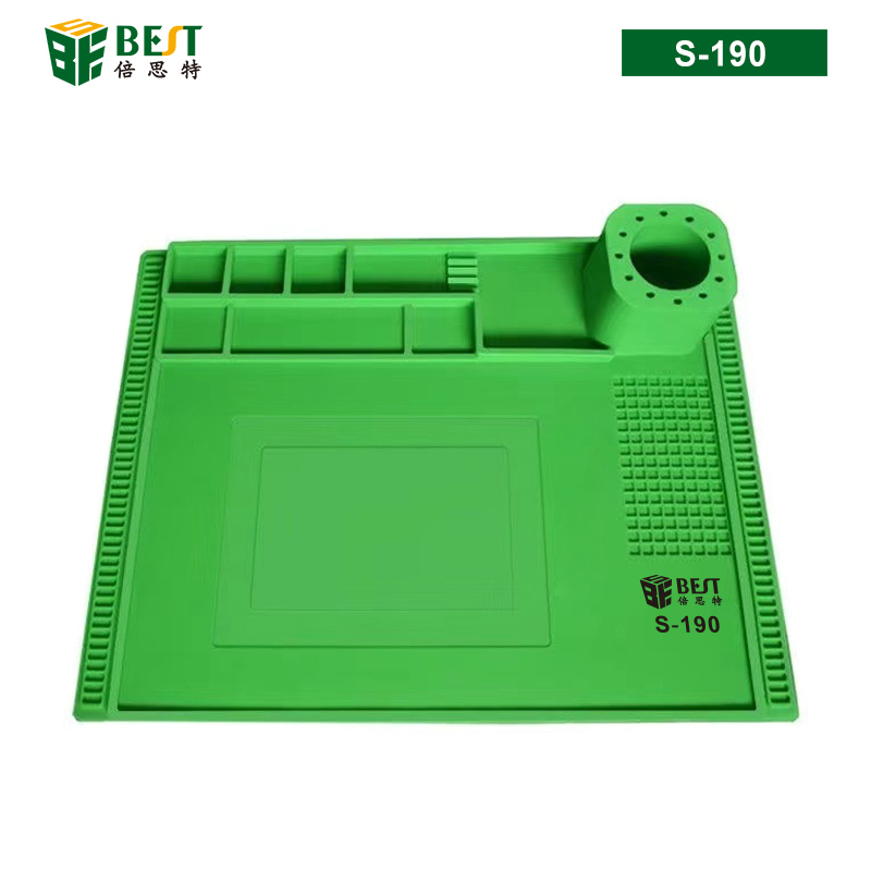 BST-S-190 耐高溫硅膠墊 工作臺墊 帶零件收納區(qū) 隔熱墊 維修工作墊